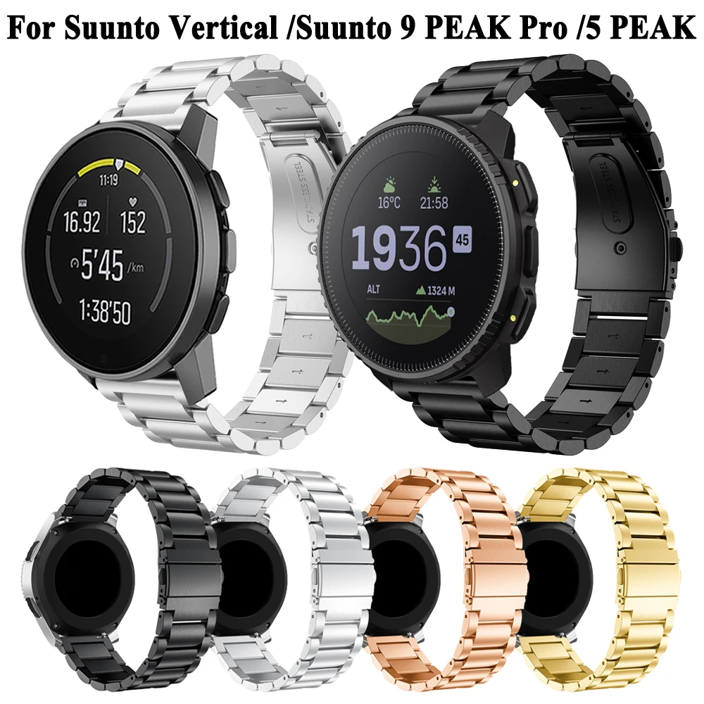 Ремешок из нержавеющей стали 22 мм, совместимый с вертикальным металлическим ремешком Suunto для Suunto 9 Peak Pro, браслет 5 Peak, Run, Ocean, Race
