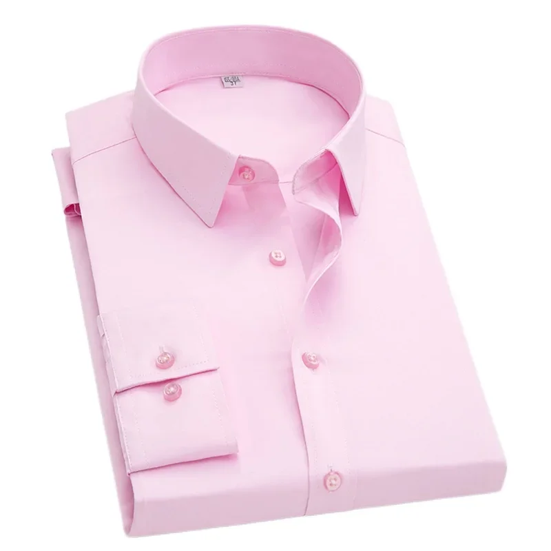 2027 Men's Purple Formal Dress Shirt, Blue Long Sleeve Shirts, Red Black White Pink Slim-Fit Top Camisa.