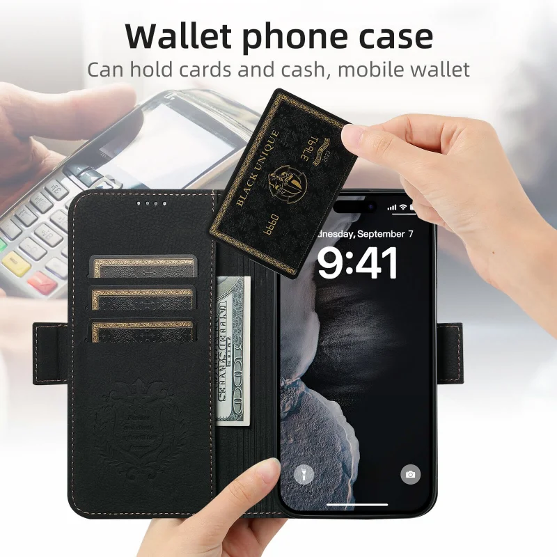 PU Leather Wallet Phone Case For iPhone 16 15 14 Plus 13 12 Pro Max Flip Women Men Magnetic for Magsafe Kickstand Hard Cover