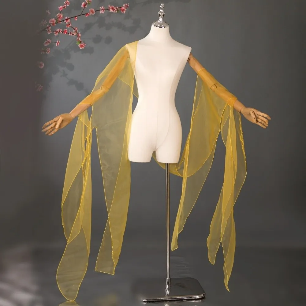 Elegant Tulle Yarn Fairy Lace Shawl Organza Chinese Style Ancient Style Shawl Dance Top Water Sleeves Dance Costume
