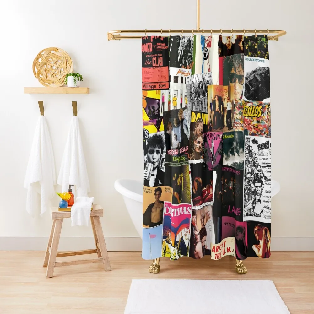 

70s Punk Rock Music Shower Curtain Washable Waterproof Fabric Shower Funny Shower Curtain