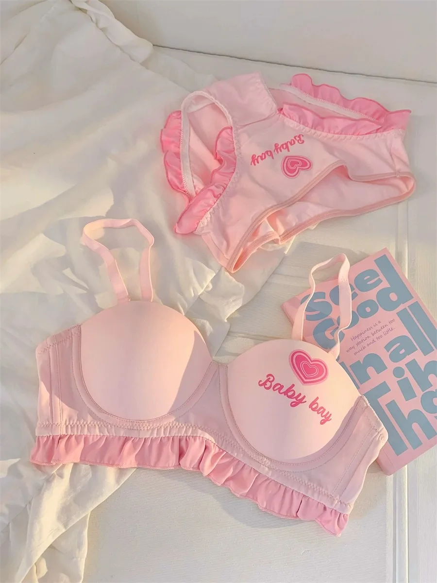 Lolita Sweet Gathering Bra Underwear Underwear Set Female Sexy Bra No Steel Rim Cute Japanese Bra - view 2