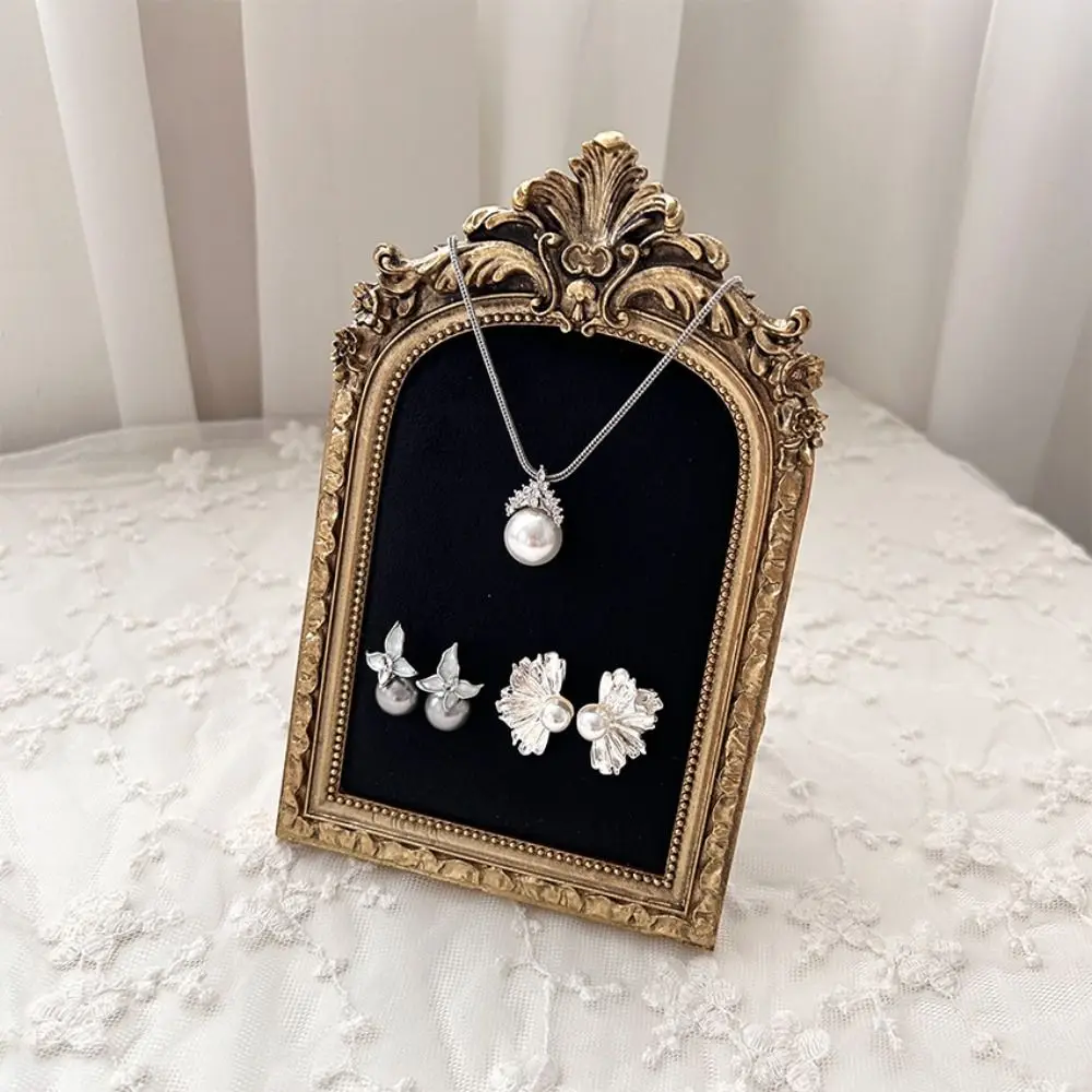 Flower pattern Photo Frame Necklace Stand Vertical Handmade Jewelry Display Bust Model Anti-slip Space Saving