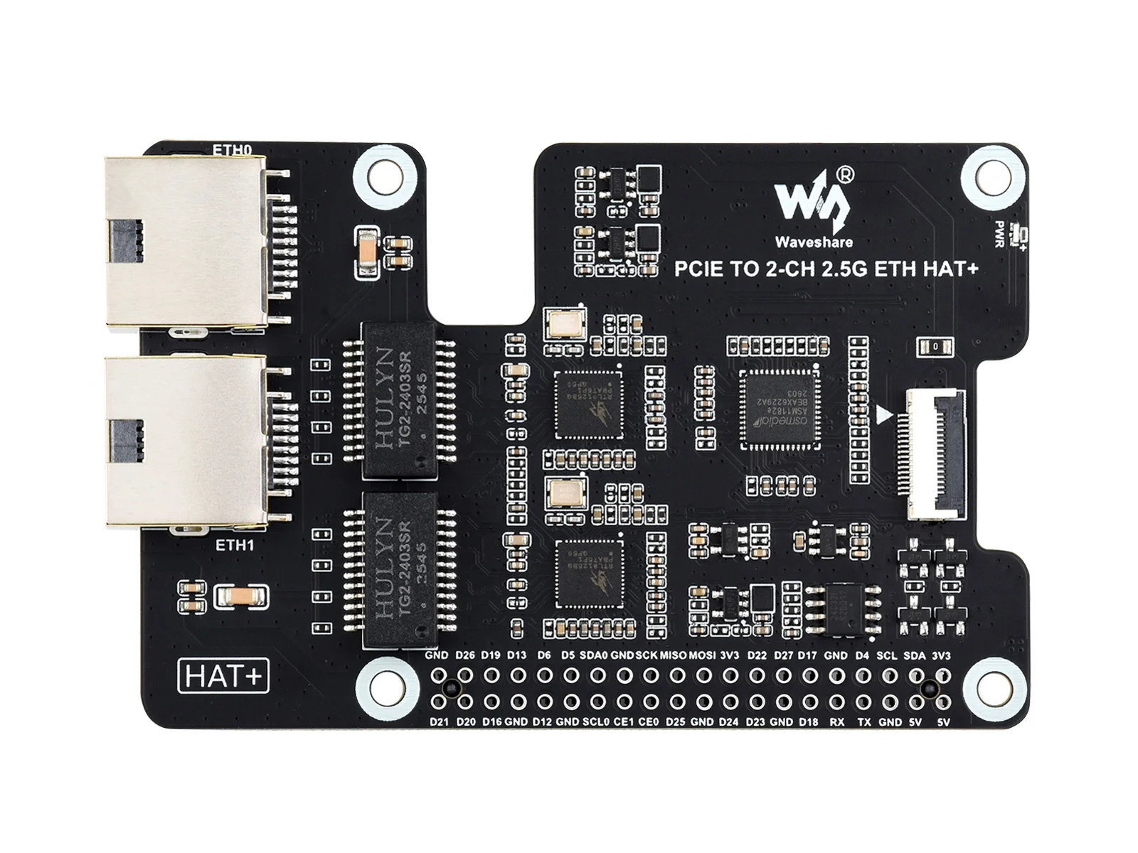 PCIe TO 2-CH 2.5G ETH Adapter For Raspberry Pi 5, Supports Raspberry Pi OS / Ubuntu / OpenWrt, Equipped With Dual RTL8125 High-p