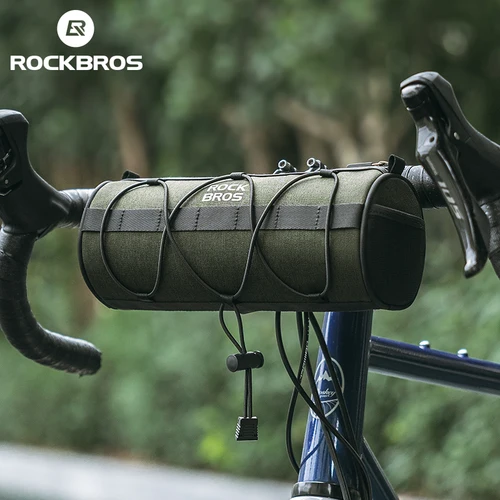Imagen 2 del producto Bolsa de bicicleta ROCKBROS, alforja de manillar portátil frontal, bolso de hombro multifuncional de gran capacidad de 2L, bolsa de bicicleta con tubo reflectante