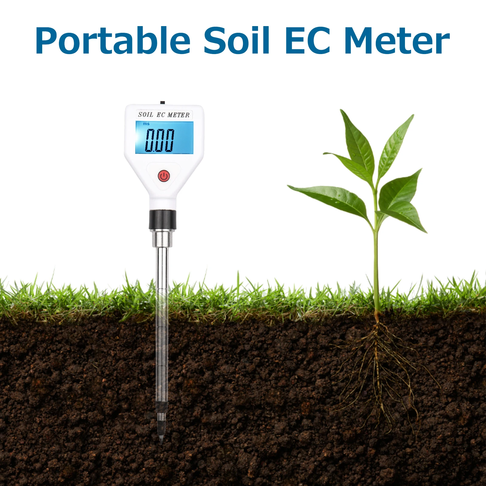 EC-98361 Digital Soil Meter EC Moisture Acidity Tester Plant Soil Tester Kit Water Quality Monitor for Flowers Aquarium Water