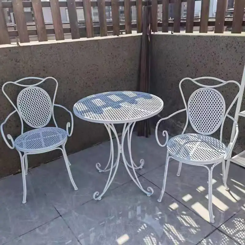

Modern minimalist wrought iron casual table and chair kit courtyard garden balcony table and chair
