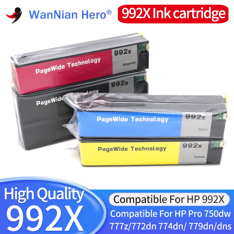 

992 992X Black Compatible Ink Cartridge With Pigment Ink For HP PageWide 755dn 774dn 750dn 750dw 772dn 772dw 777z 777zs BK 460ml