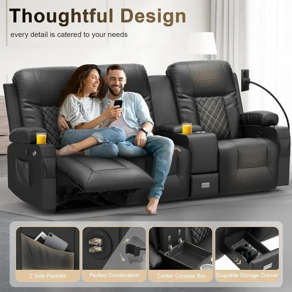 Living Room Sofa Set, 3 Seat Reclining Sofa and 2PC 360° Swivel Recliner Chair with Heat and Massage for Living Room Sofa