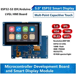 Carte de développement FLspatule, ESP32 LVGL, 5 pouces, 800x480, WiFi et Bluetooth, 8M PSRAM, LCD Graphic TFT Tech, écran d'affichage intelligent avec tactile