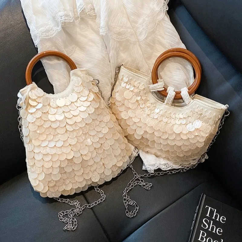 

Вечерняя сумка-клатч 2026 с бусинами и жемчугом, ручной работы, с верхней ручкой, люксовая дизайнерская сумка для женщин, для летнего отдыха