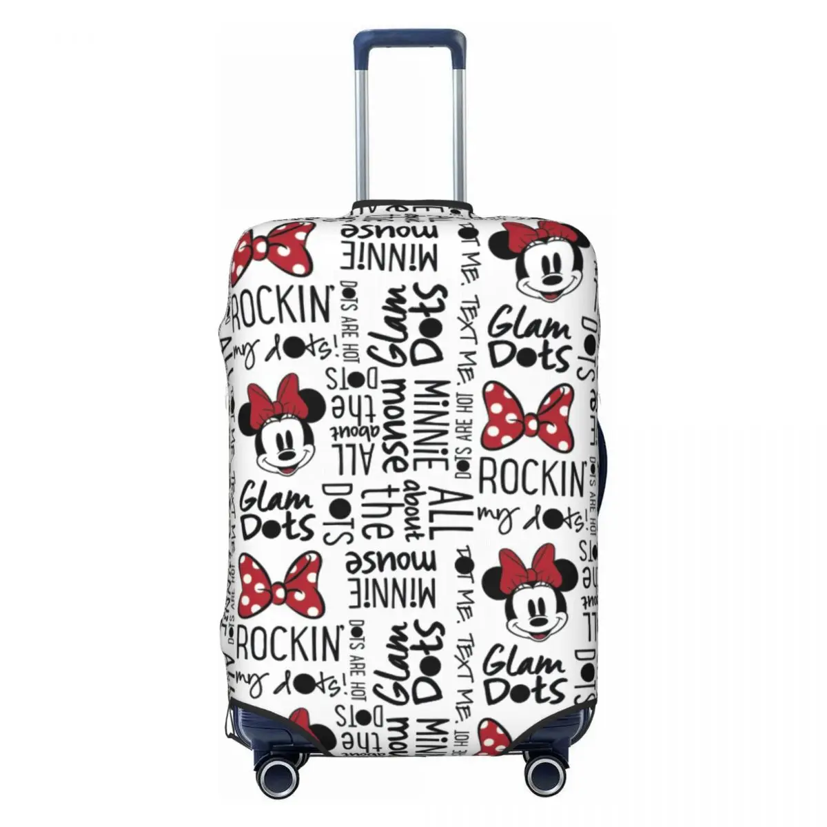 

Funny White Minnie Mouse Luggage Cover Protector Elastic Cartoon Mickey Travel Suitcase Covers