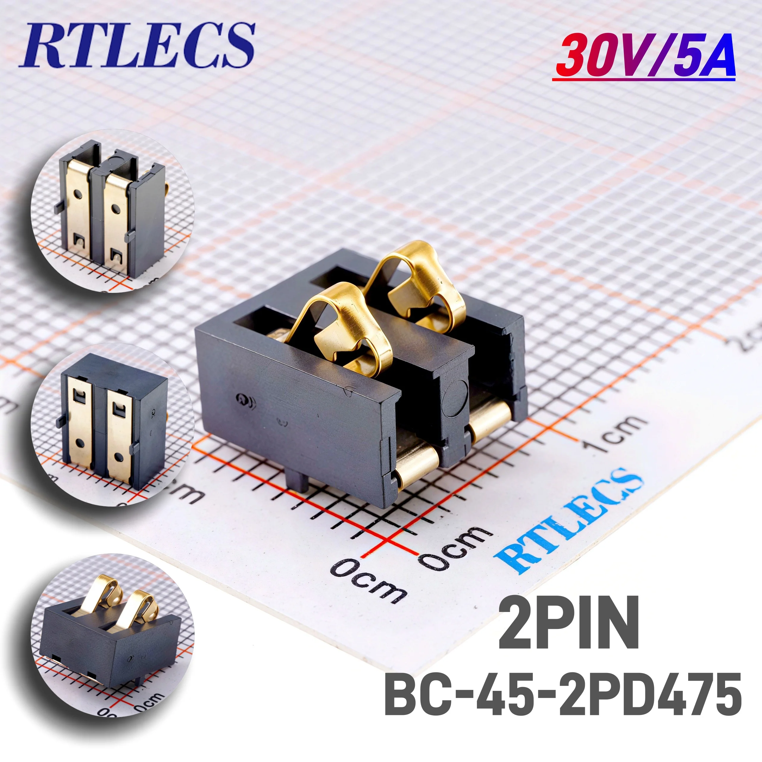 2 Stück Federkontaktstecker 4,25 mm Rastermaß 2 3 4 5 6 Pin Steckverbinder Oberflächenmontage Batteriesteckverbinder Isolator 4,75 mm H