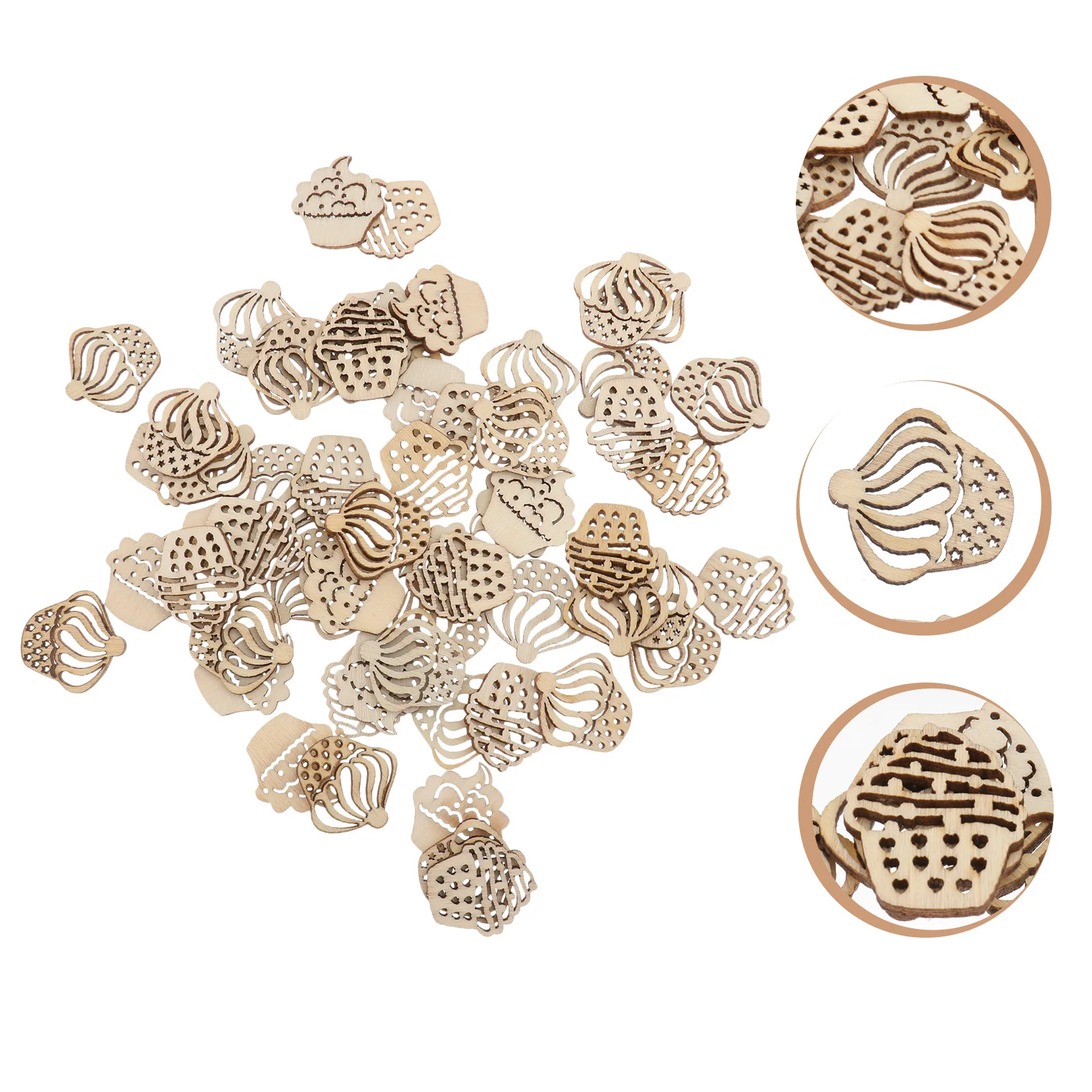 

100pcs Cake Wood Slices Diy Wooden Craft Material For Embellishments Scrapbooking Sign Making Sturdy Natural Unpainted Wood