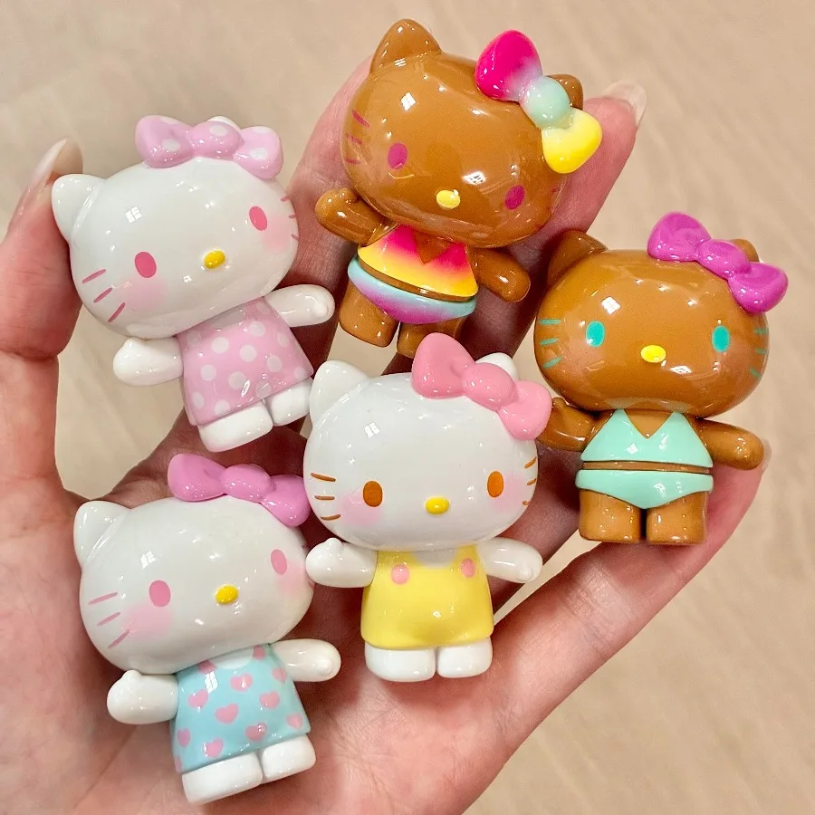 

Sanrio Kawaii Hello Kitty Summer Rainbow Series Blind Box Swimsuit Birthday Gift Anime Cartoon Desktop Decor Kid Toy