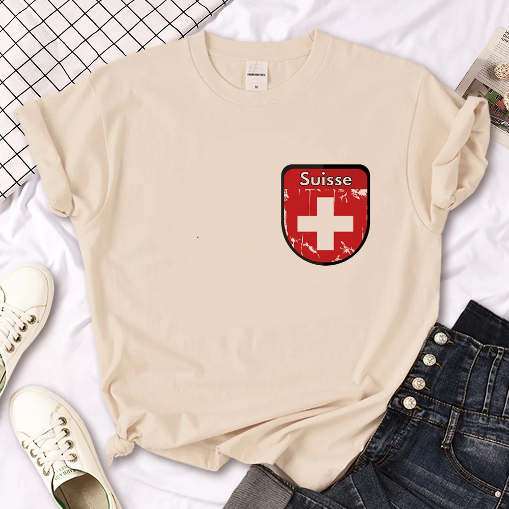 

Suisse tshirt women Y2K Japanese top female graphic clothing