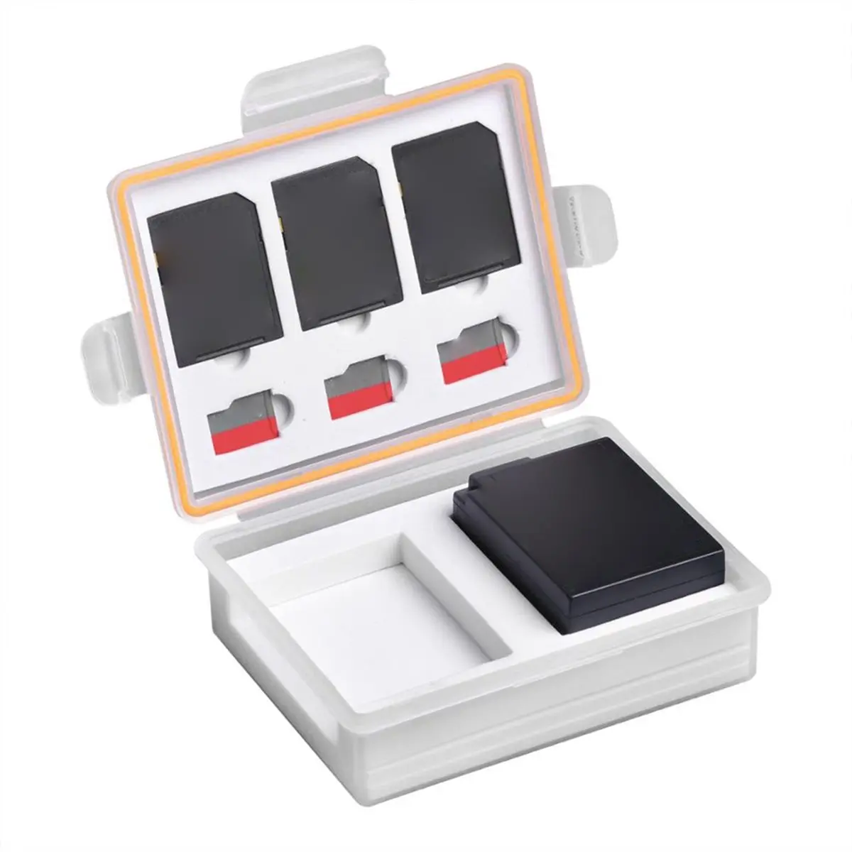DT75BG 1PC NP-FW50,NP-W126,LP-E17 Camera Battery Storage Box SD TF Memory Card Case for LP-E12 LP-E10 -10L -2L
