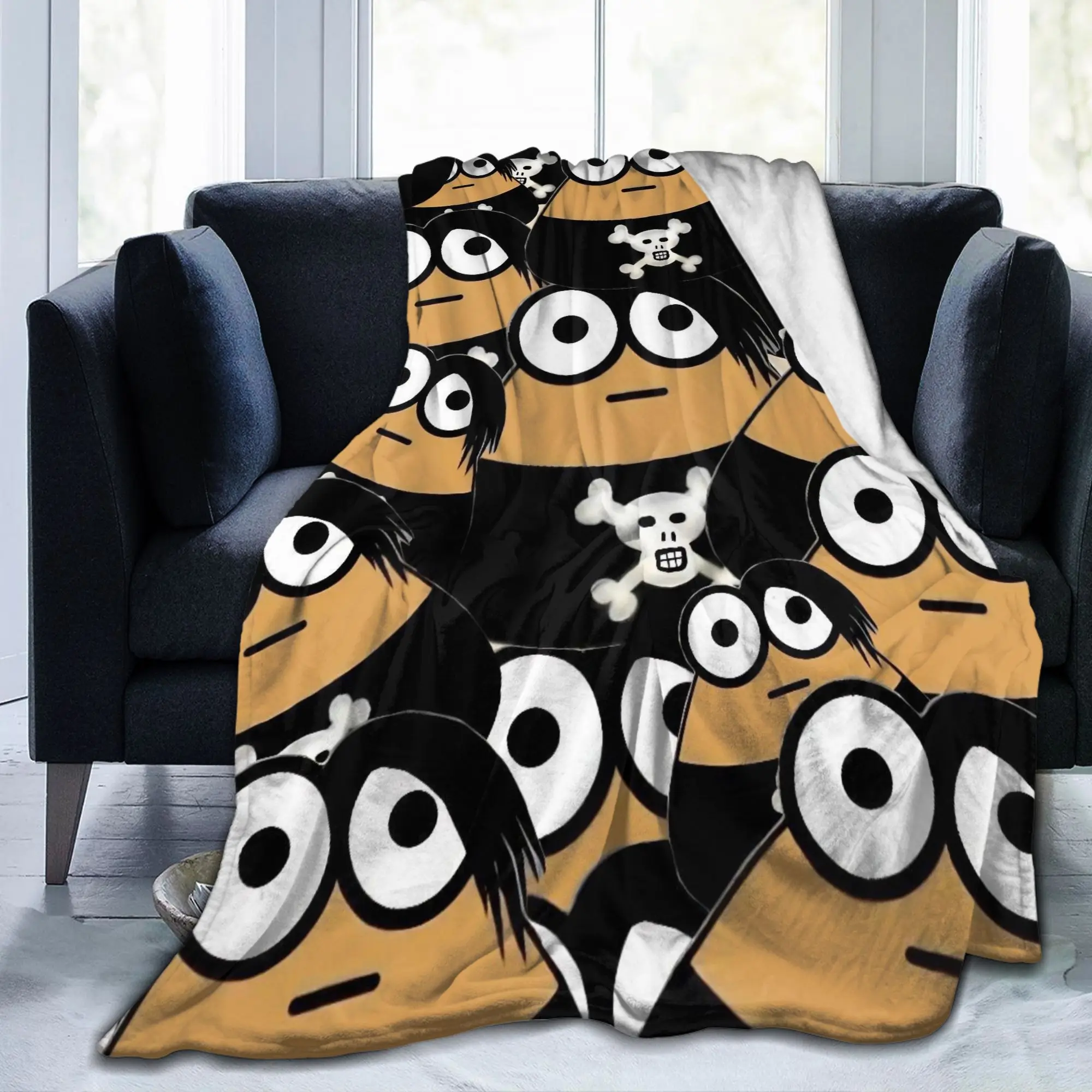 Virtual-Alien Pet P-Pou Flannel Throw Blankets Cartoon Game for Bedroom Knitted Blanket Outdoor Super Soft Multi-function