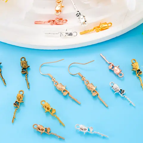 3 पीस गुलाब के फूल आकर्षण स्टेनलेस स्टील सोने के रंग का पेंडेंट हार कंगन झुमके आभूषण बनाने के सामान थोक के लिए 10 best sales गुलाब के आकर्षण - №4