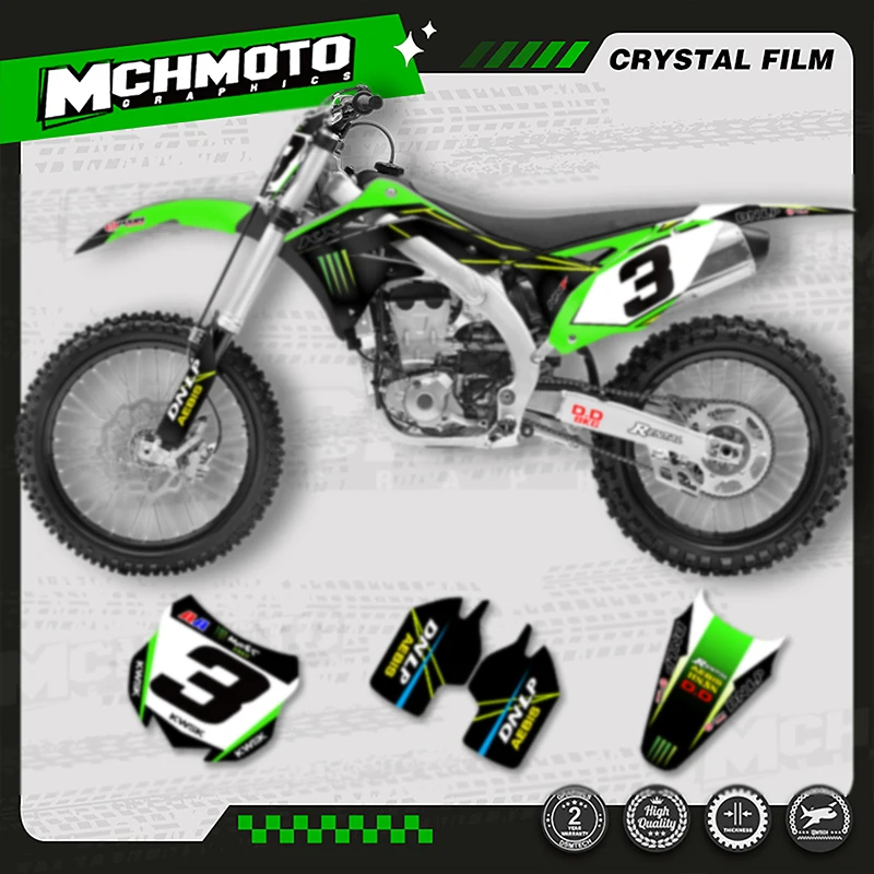 

MCHMFG MOTOR Custom Team мотоциклетные графические наклейки, комплект наклеек для KAWASAKI 2012 2013 2014 2015, KXF 450 KXF 450 003