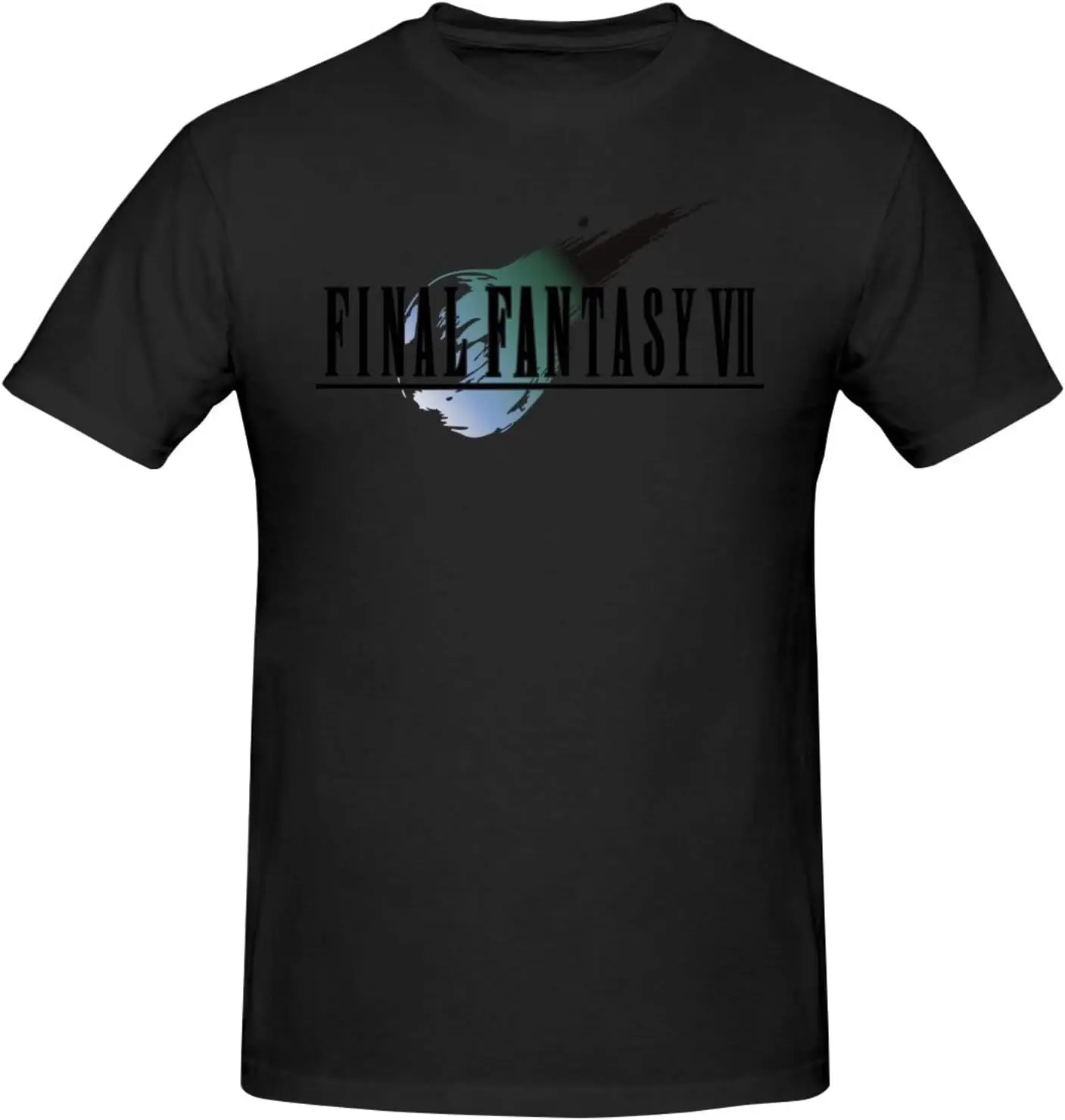 Final Anime Fantasy Men's T-Shirt Summer Cotton Crew Neck Short Sleeve Shirts Graphic Tees Black