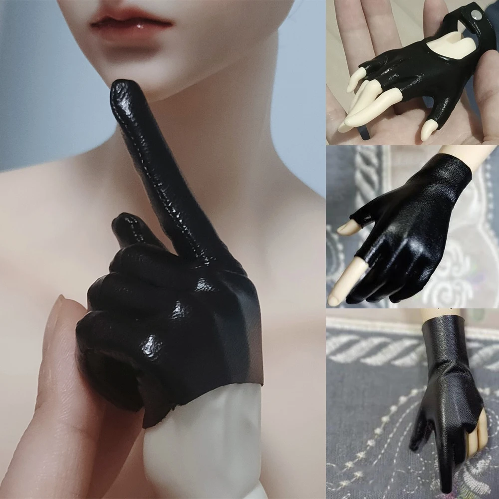 D04-B402 children handmade toy 1/6 1/4 1/3 girl uncle BJD Doll accessories PU Half finger gloves 1pair