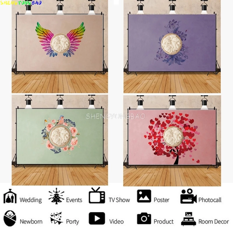 

Neonatal Portrait Photography Background Flowers Swing Birthday Art Background Baby Photo Gallery Props LET-01