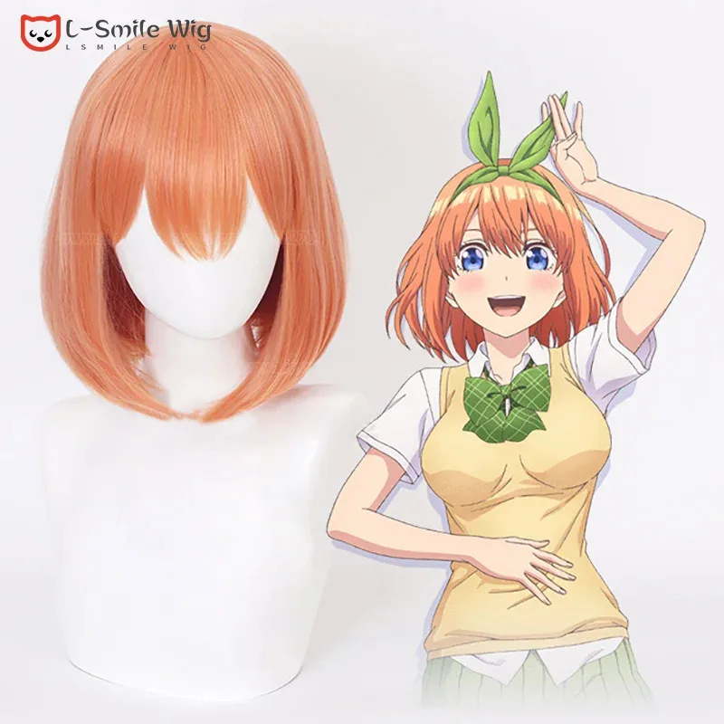 

qq681Аниме COS Yotsuba Ichika Nakano Itsuki Косплей Термостойкие парики + Кепка для парика