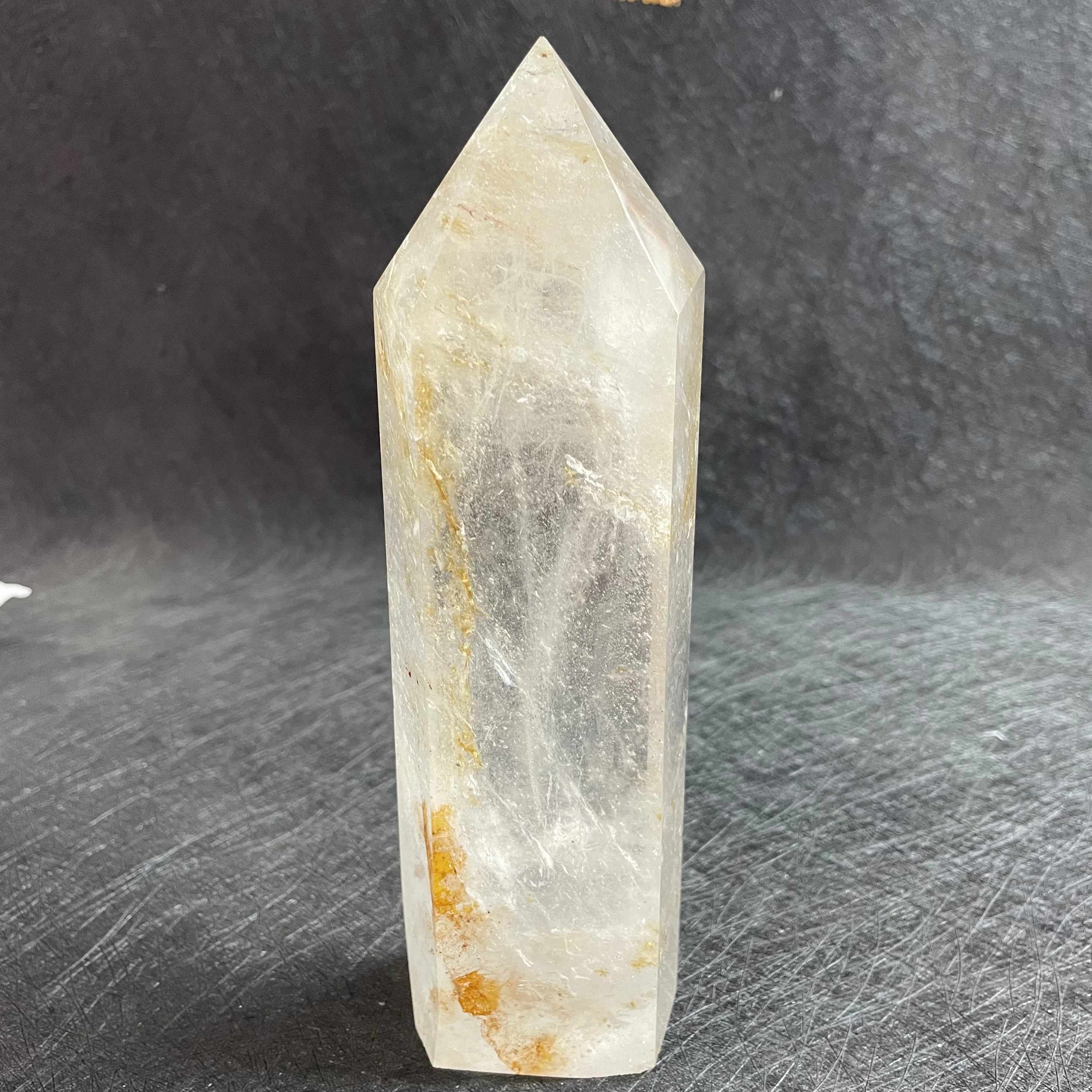 824g Natural Stone Clear Quartz Tower Home Decoration Rock White Crystal Wand Point Rough Polished Obelisk Healing Z183