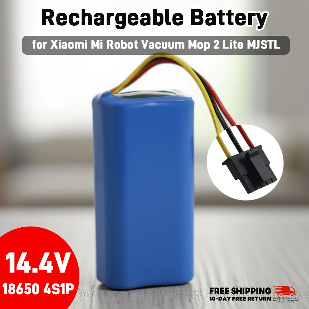 بطارية ليثيوم أيون قابلة لإعادة الشحن 14.4 فولت/14.8 فولت 2600 مللي أمبير في الساعة مناسبة لـ Xiaomi Mijia Mi Robot Vacuum Mop 2 Lite، C103، EVE CC & E10 B112/E12