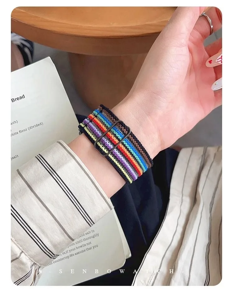 Nylon Loop Straps for Apple watch 10 band 40mm 45mm 44mm 49mm 41mm 42mm Magnetic bracelet iWatch series 9 8 7 6 ultra 2 se