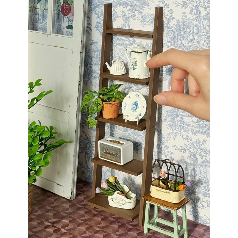 YESTARY BJD Dolls Furniture Ladder Against The Wall Shelf DIY Material Packs For 1/6 Blythe Dollhouse Furniture Miniature Items