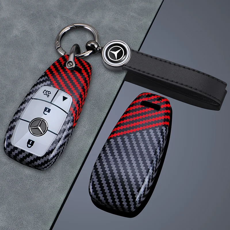 Fashion Carbon Fiber Car Key Case Cover Shell For Mercedes Benz A C E S G Class GLC CLE CLA GLB GLS W177 W205 W213 W222 X167 AMG