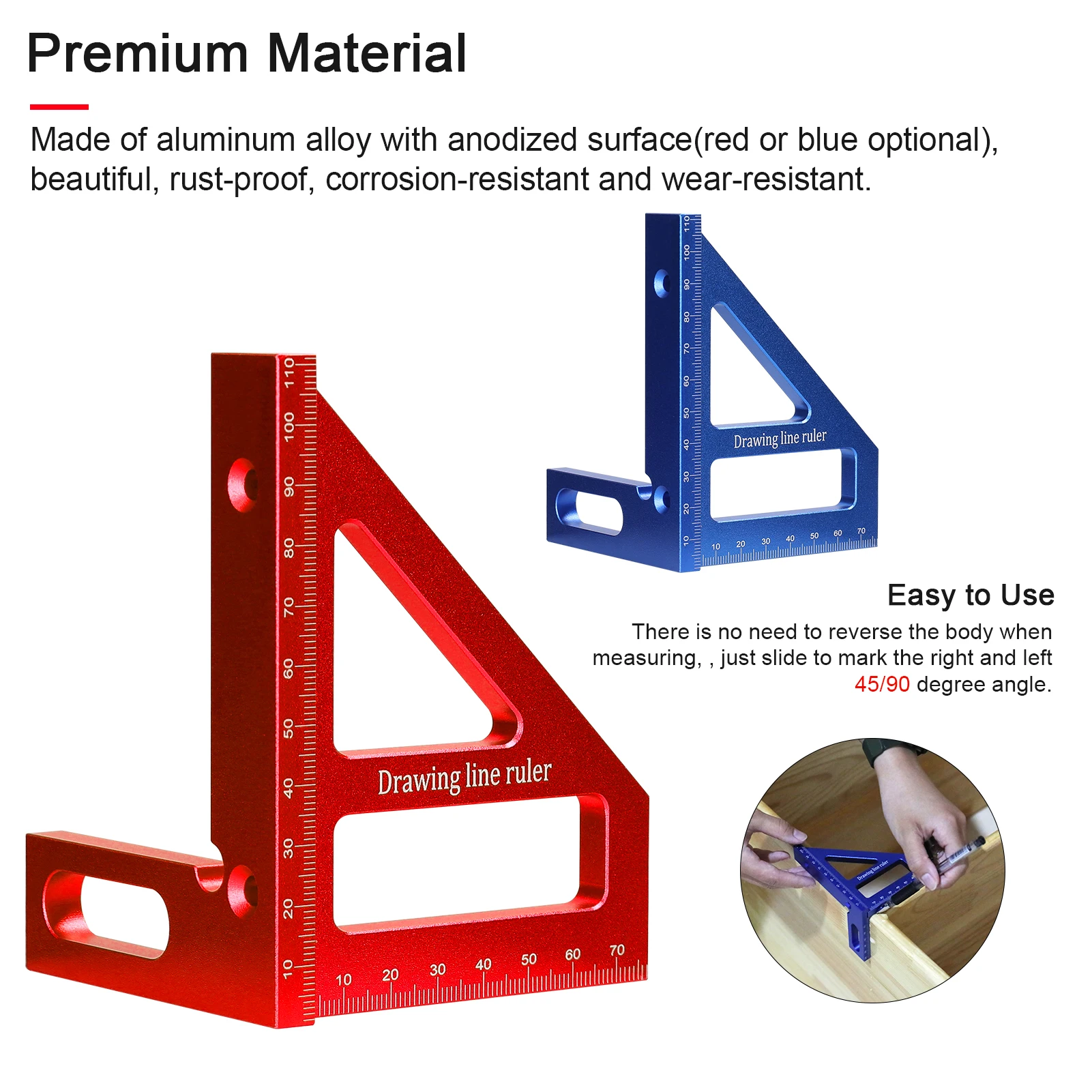 Multi Angle Measuring Ruler Woodworking Square Protractor 45° 90° Miter Triangle-Ruler Scribing Gauge Layout Measuring Tool