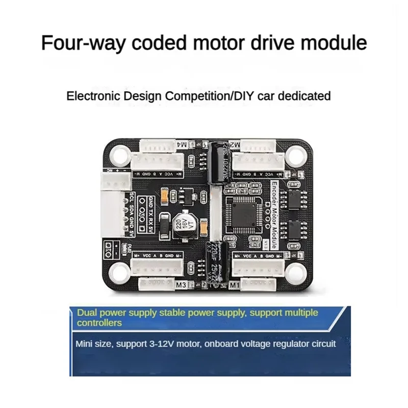 BNVN-4 Way Encoded Motor Drive Module Onboard Voltage Stabilizing Circuit Motor Control Smart Car Dedicated To Robot Car