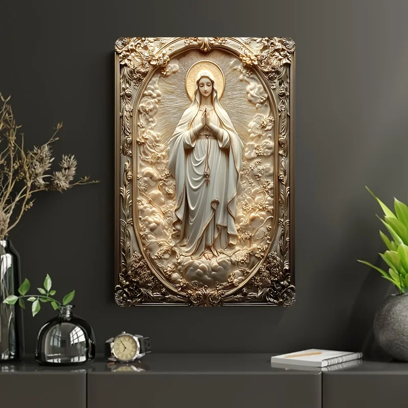 Boho-Chic Aluminum Square Metal Wall Sign, Maria\'s Embrace Decor for Home, Living Room, Farmhouse, Door, Bar & Restaurant