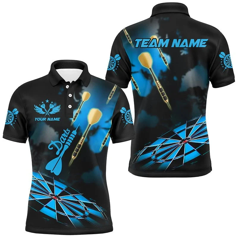 3D Blue Lightning Dartboard Darts Sports Polo Man T Shirt Custom Darts Shirts For Men Dart Team Jerseys Gifts For Darts Lovers
