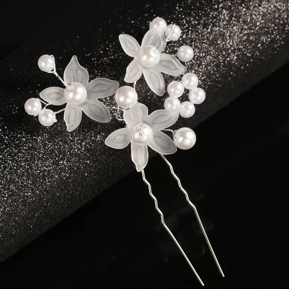 

Flower Pearl Hair Jewelry Beautiful Plait Accessories Bride Hairpin Headdress Flower Hairpin Hair Clip