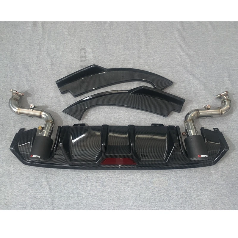Rear Lip Spoiler Diffuser Bumper Lip For Honda Civic 10th Gen 2016 2017 2018 2019 Exhaust Pipe Tuning Body Kit Carbon Fiber Look