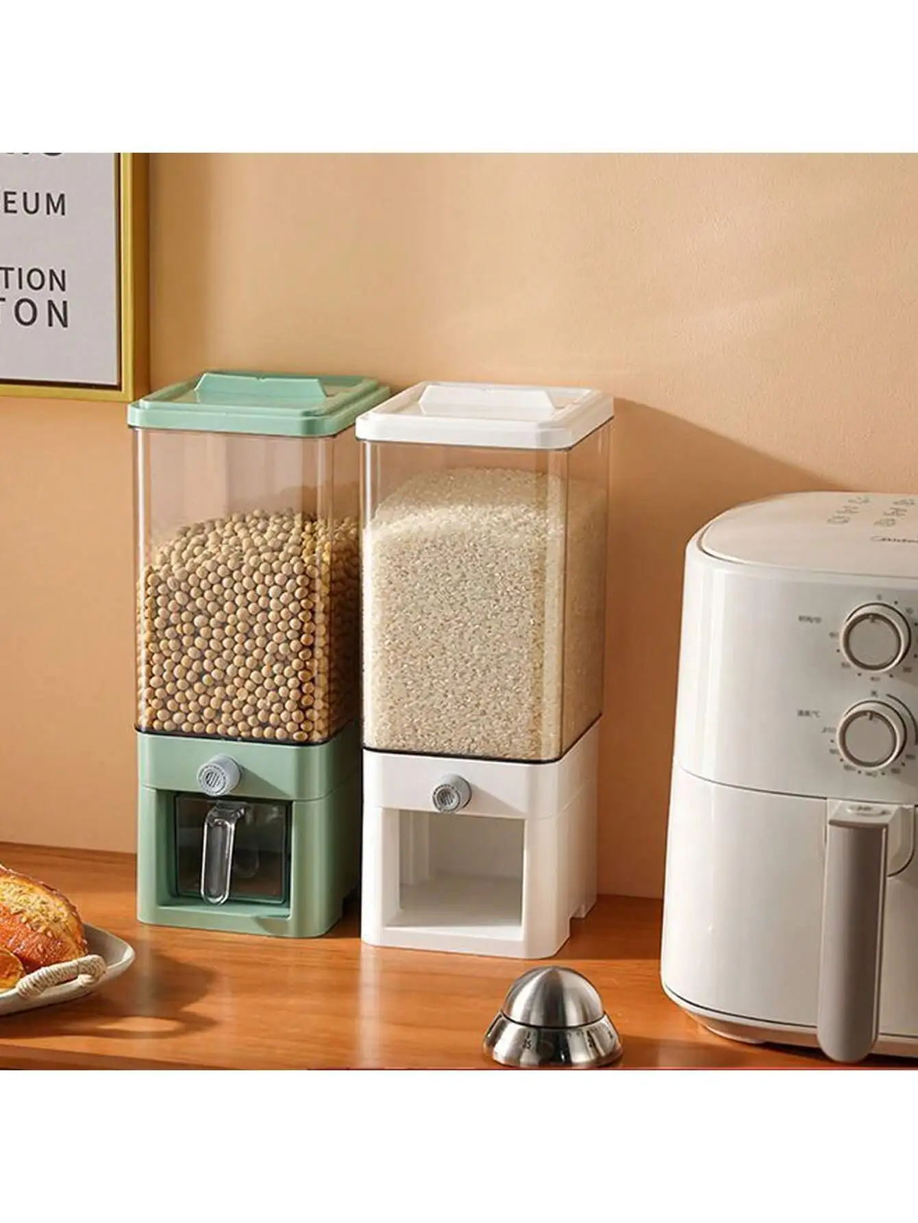 Press-Seal Kitchen Storage Box: Airtight Rice & Grain Container, Keep Fresh, Moisture & Insect Proof, Ideal for Coffee, Cereal,