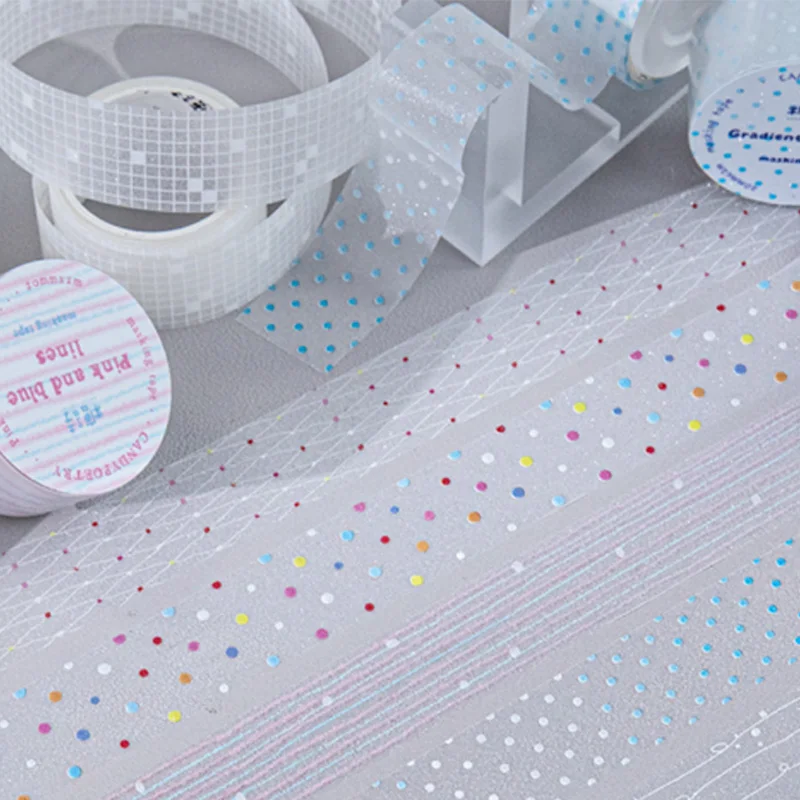 3 Rolls Milk Salt Chronicle Sparkling Sand PET Tape 200cm Planner Decoration Sticker Journal Collage Background Border Material