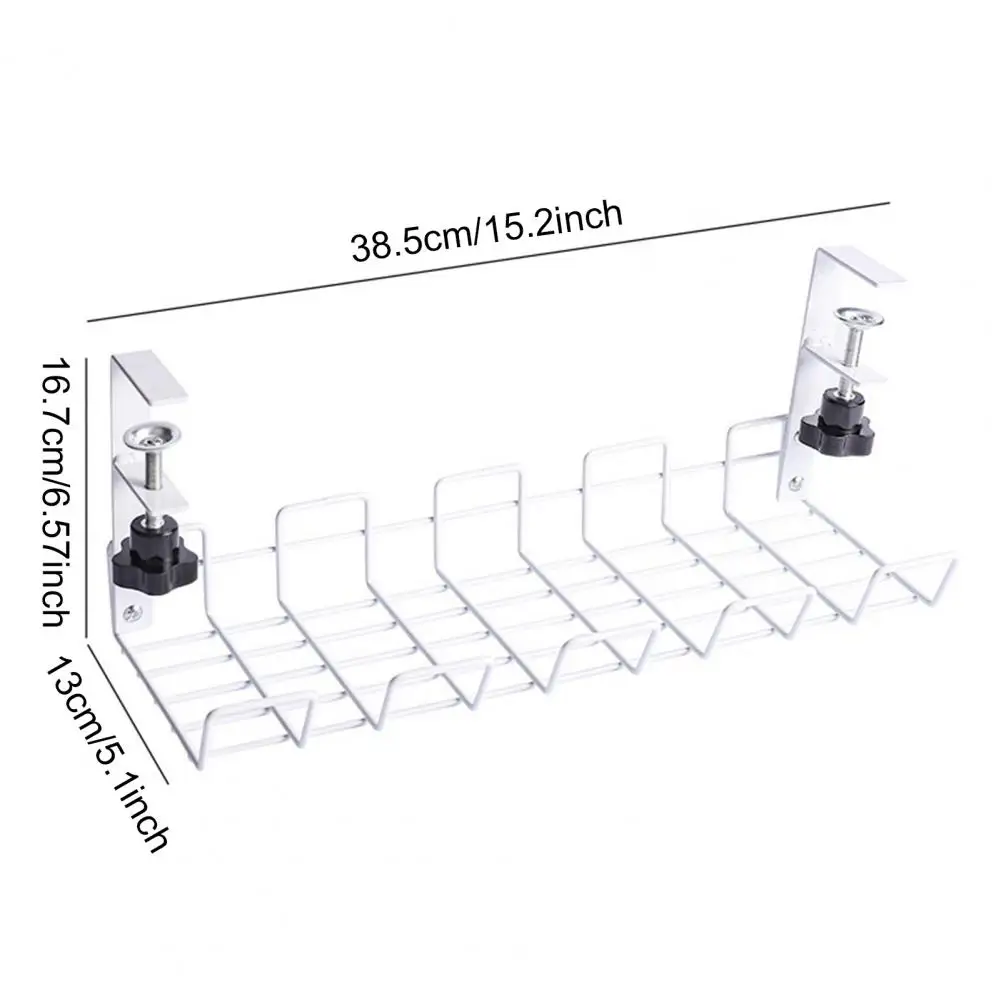 Under-Desk Cable Management Tray No Drill Adjustable Computer Desk Power Strip Wire Holder Cord Home Metal Storage Rack