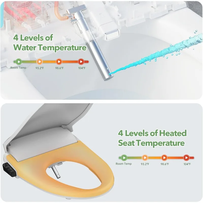 home R31 Electric Heated Bidet Toilet Seat Elongated, Warm Water,Self-Cleaning Nozzle, Tankless & Temperature Control