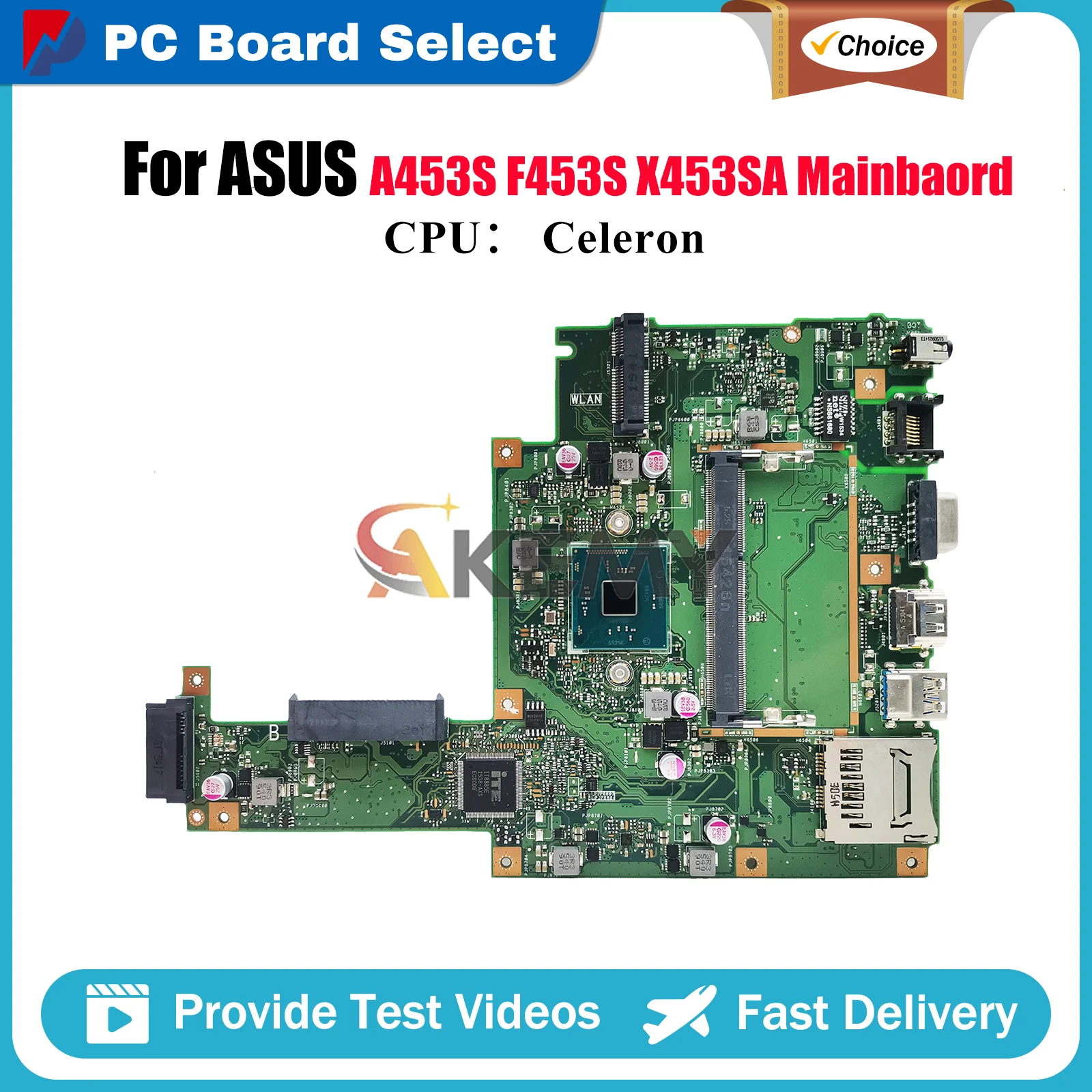 

X453SA Laptop Motherboard For ASUS VivoBook F453S X453SA A453S X453S Notebook Mainboard With Celeron CPU 100% tests OK fast ship