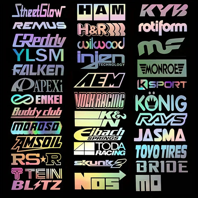 

Random 12pcs Car Window Stickers Set Car Body Bumper Racing Sponsor Vinyl Decals for JDM Style