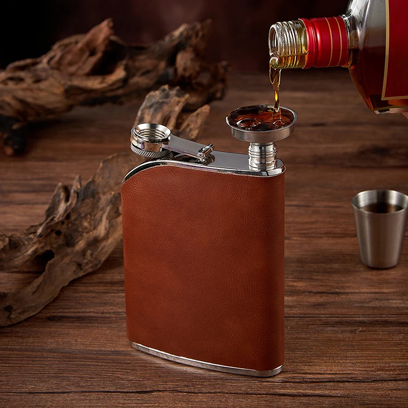 BOLTIFY 8 oz Stainless Steel full-black Hip Flask with Funnel Pocket Hip Flask Alcohol Whiskey Hip Flask Screw Cap