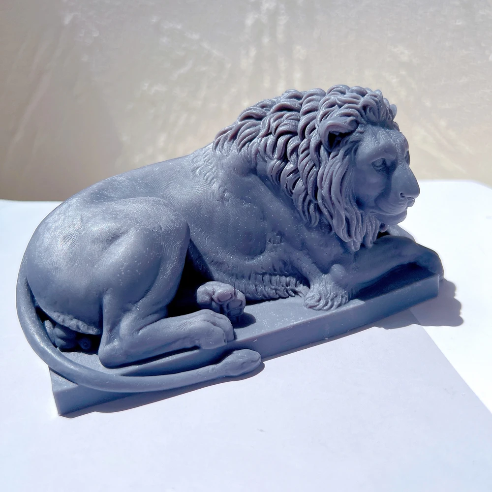 Molde de silicona de estatua de Animal 3D, escultura de León tumbado, decoración minimalista para el hogar, adorno de escritorio, molde de vela