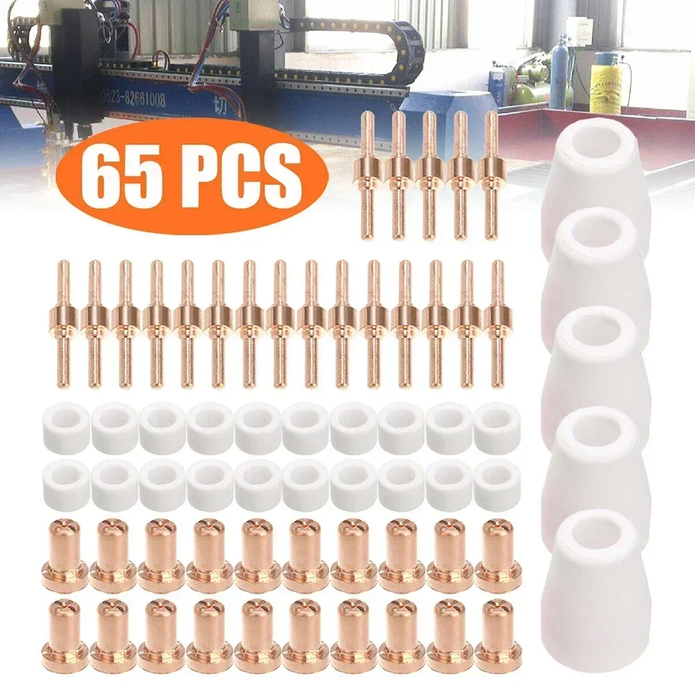 

65pcs/kit Electrodes PT31 CUT30-50 Plasma Cutter Consumables Welding Accessories Kit/Set Cutting Nozzles Replacement Parts