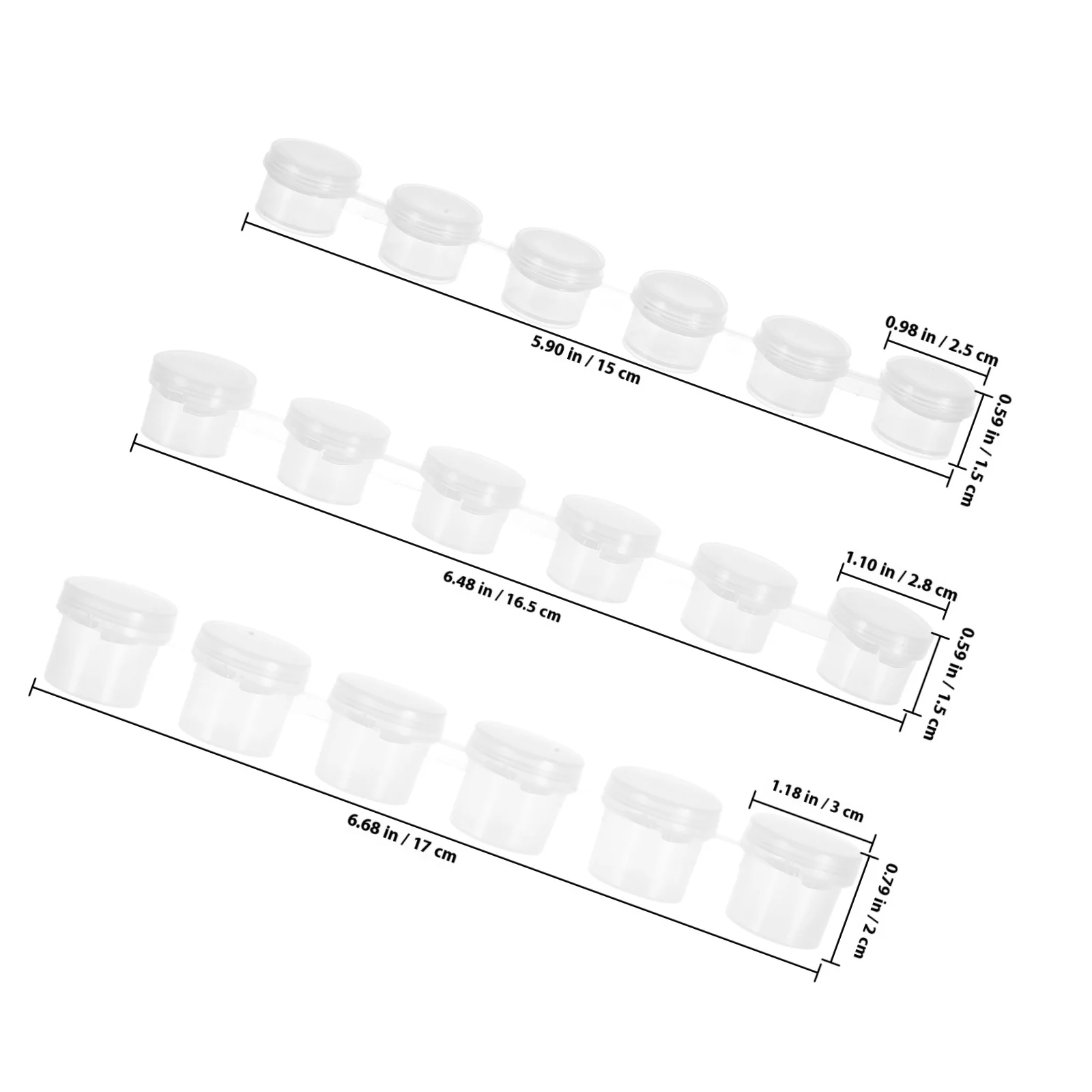 30pcs Empty Paint Pots Clear Plastic Mini Painting Oil Pot Container Strips For Acrylics Watercolor Travel Storage Color Mixing