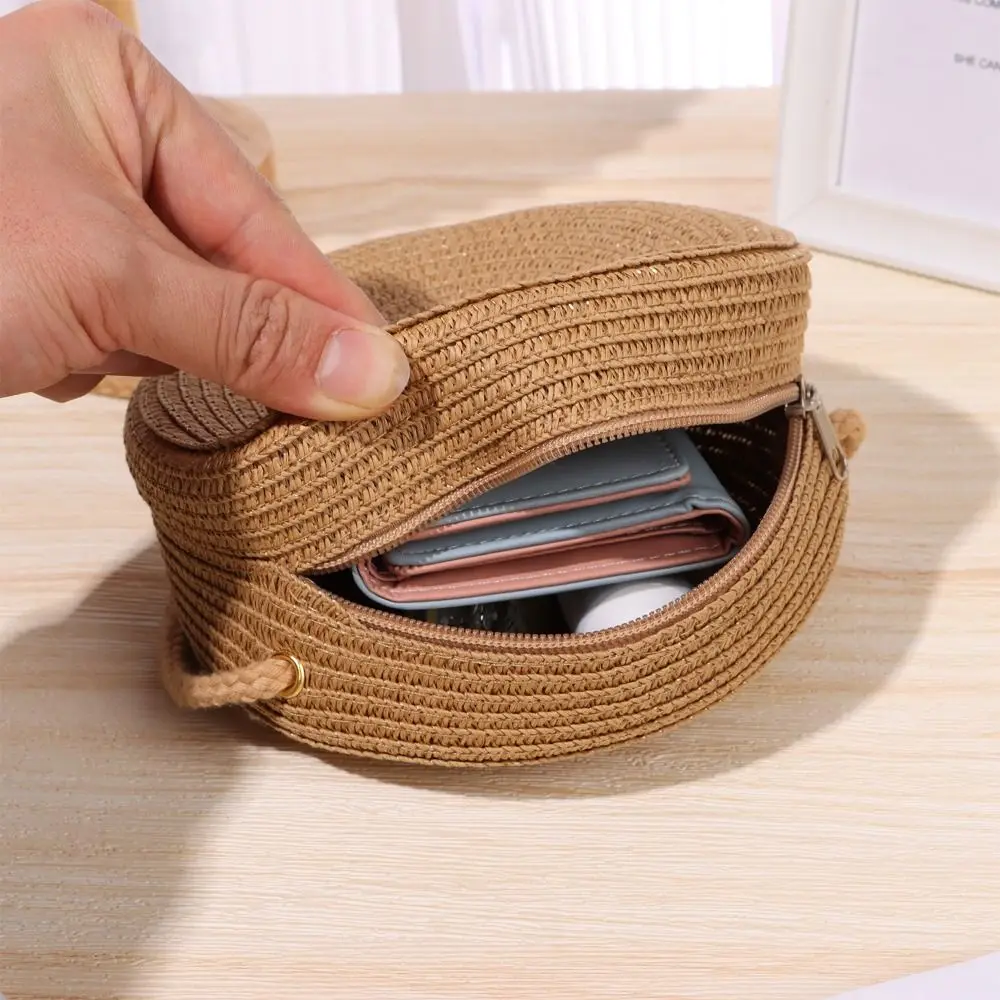 

Handmade Round Women Girl Summer Beach Bag Straw Handbag Straw Bag Rattan Woven